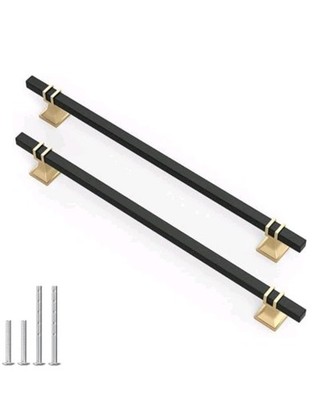 Lepatape 9 Pack Matte Black Gold Cabinet Pulls 10'' Modern Handle for Kitchen