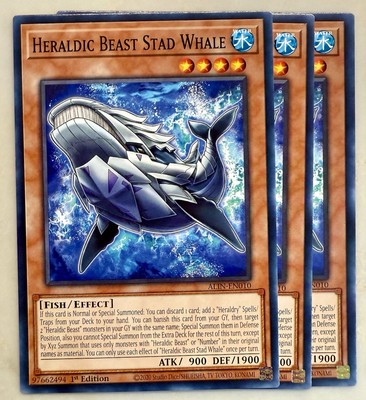 Yugioh! 3x Heraldic Beast Stad Whale ALIN-EN010 Common 1st Ed NM