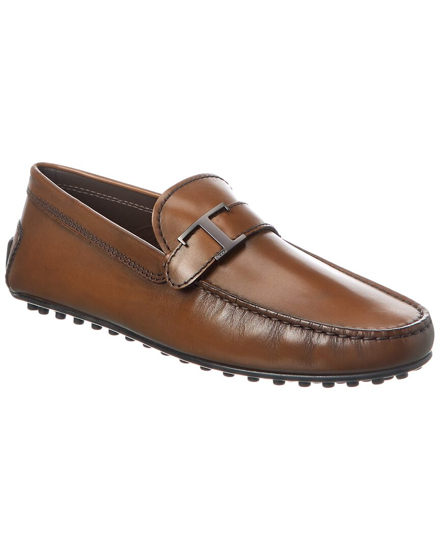 Мужские кожаные мокасины Tods Gommino Коричневый 10