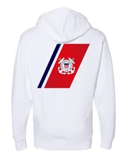 USCG Racing Stripe Hoodie Coast Guard Men's / Unisex Midweight Hooded Sweatshirt
