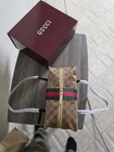 Gucci GG Monogram Zip-Around Makeup Bag Beige Green Red Web Stripe — photo 2
