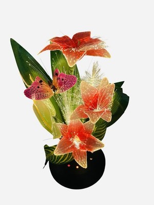 Vintage Fiber Optic Flower Lamp Color Changing Bouquet w/Vase & Box 15  Tall