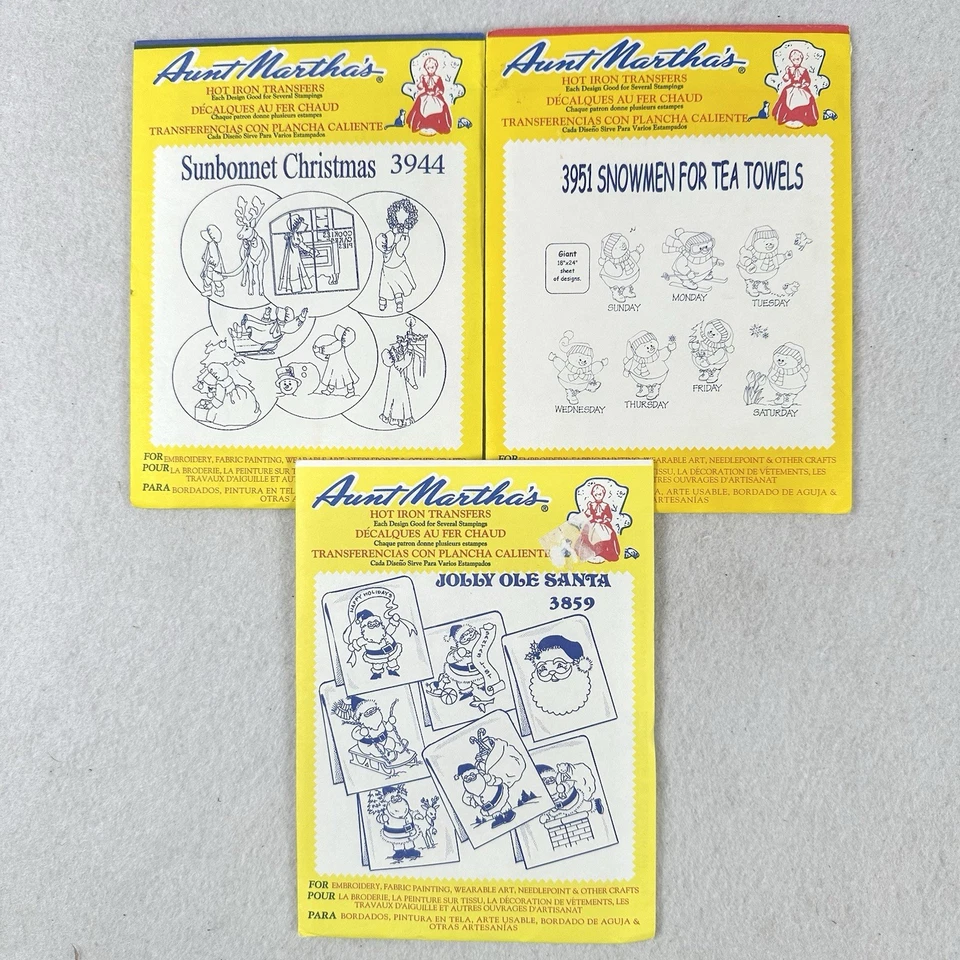 Aunt Martha's Hot Iron Transfers Lot Of 9 Christmas Embroidery Patterns Crafts - Image 3 of 4