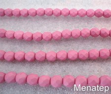 25 6mm Czech Glass Fire Polished Beads: Saturated Pink