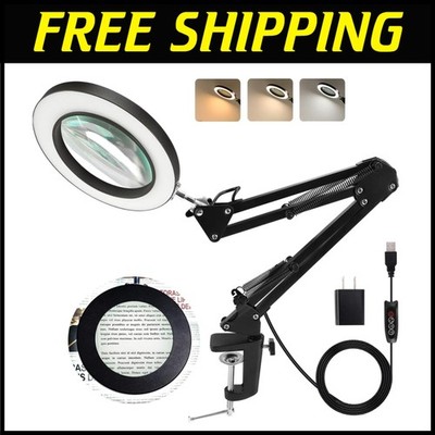 10X HD Glass Magnifier Lamp - Stepless Brightness, Perfect for Sewing & Hobbies