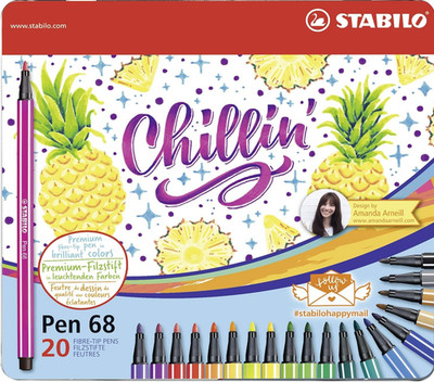 STABILO  pen 68 set 20 Chillin Metallkassette verschweisst in Folie  Designed by