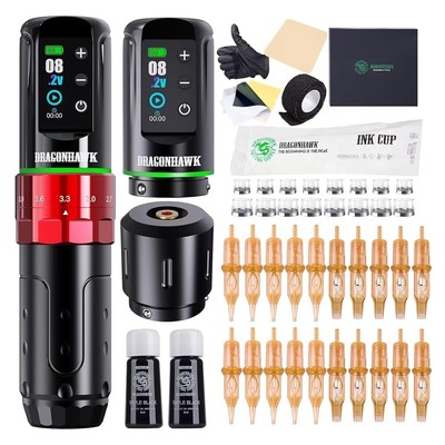 Tattoo Gun Kit Cordles Cord Pen Machine 7 Strokes Length 2 Batterie Power Supply