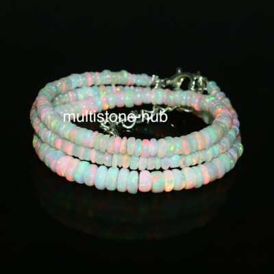 Natural Ethiopian Welo Fire Opal Rondelle Beads Gemstone Necklace 16 ...