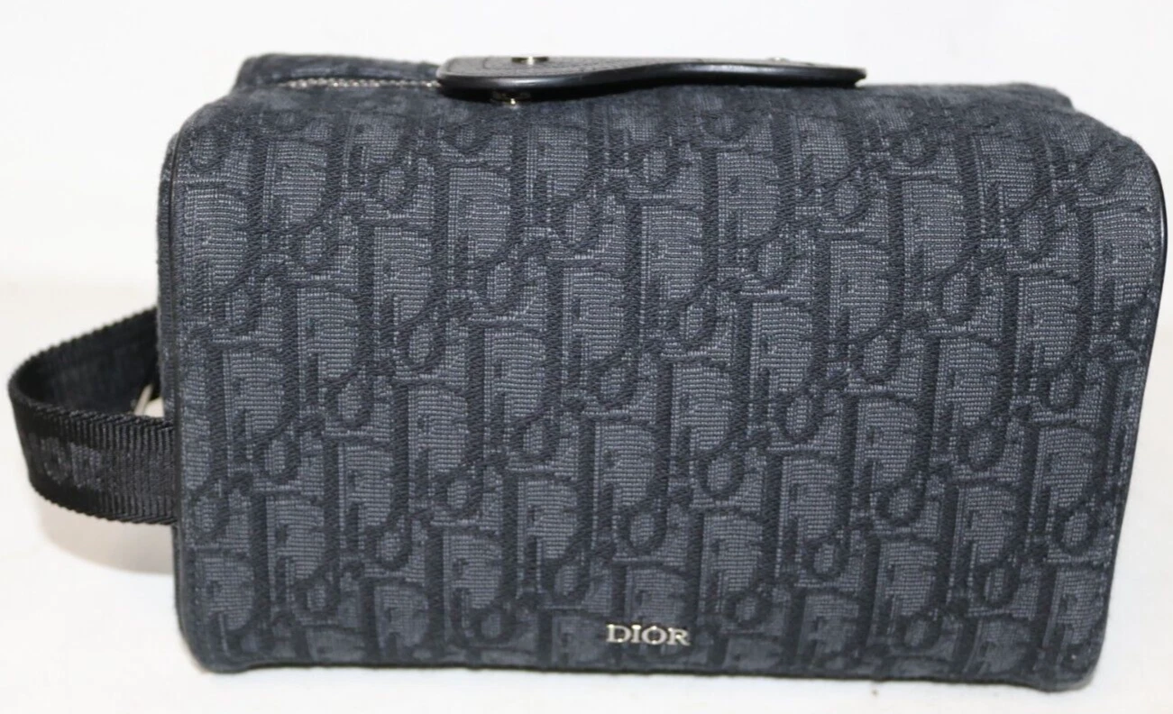 SAC DE TOILETTE LINGOT CHRÉTIEN DIOR noir dior oblique jacquard   livraison gratuite