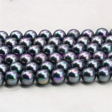 Beautiful 8mm Rainbow Black South Sea Shell Pearl Round Loose Beads 15'' Strand