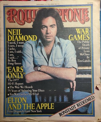 Vintage 1976 Rolling Stone Rare Newspaper Neil Diamond 