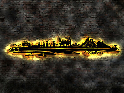 3D LED Deko Mallorca Wandtattoo Skyline Aufkleber Buch Stadtplan map Bild Karte