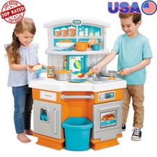 Realistic Toy Kitchen Playset W/ Accessories Cooking Sounds Storage Role Play US