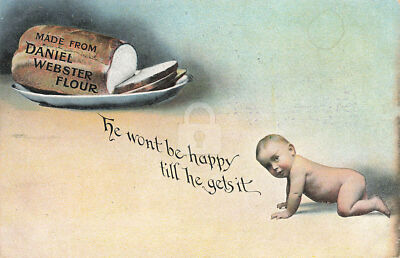 East Corinth ME Maine  Daniel Webster Flour Hugh Leighton Advert. Postcard Copy