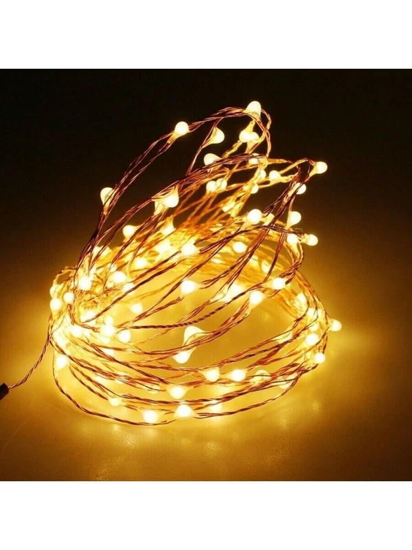 Luci Natale LUCE CALDA Catena 96 LED WATERPROOF IMPERMEABILE a Batteria e Timer, fotografia 6 di 9