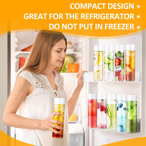 12 Pack Clear Glass Bottle with Lids 16Oz Wide Mouth Juice Bottles Milk Drinking - Picture 4 of 6