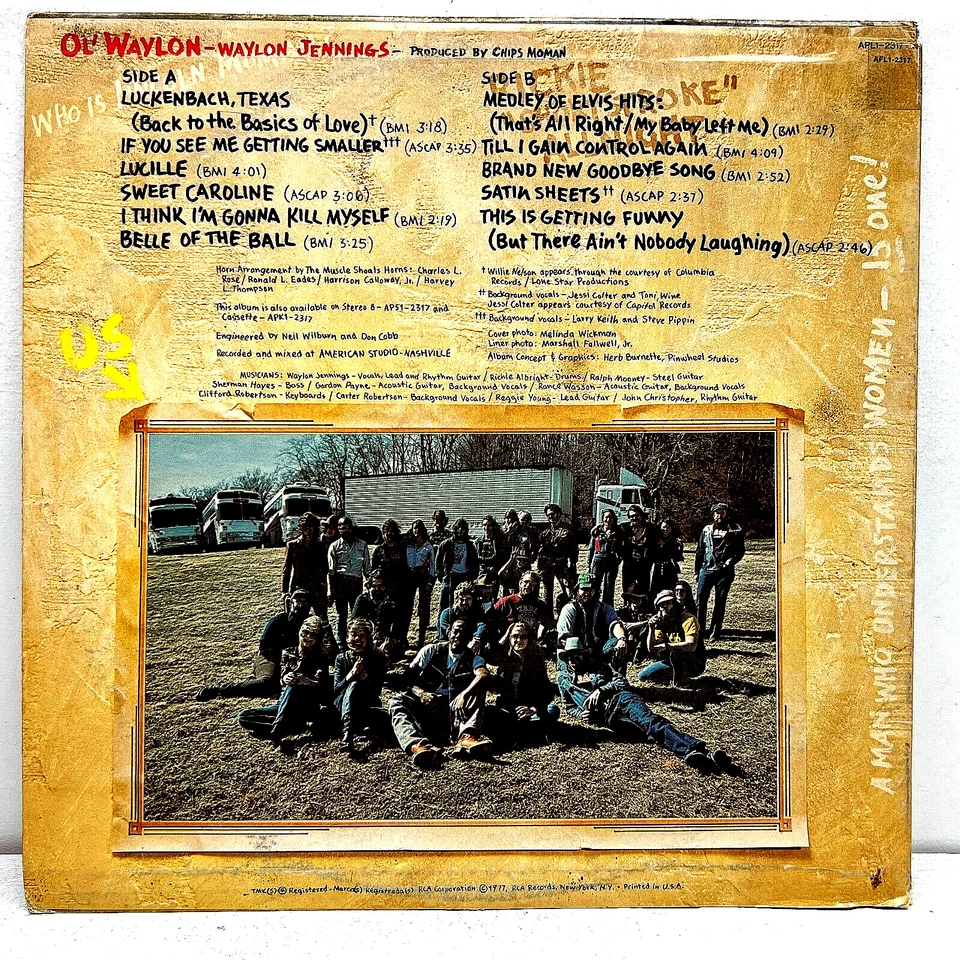 Waylon Jennings 'Ol Waylon 1977 Vinyl RCA Victor Records - Image 4 of 4