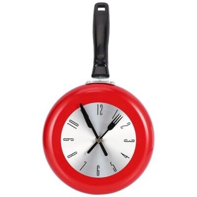 Wall Clock Metal Frying Pan 8 Watches Kitchen Decoration Novelty Art U3575-