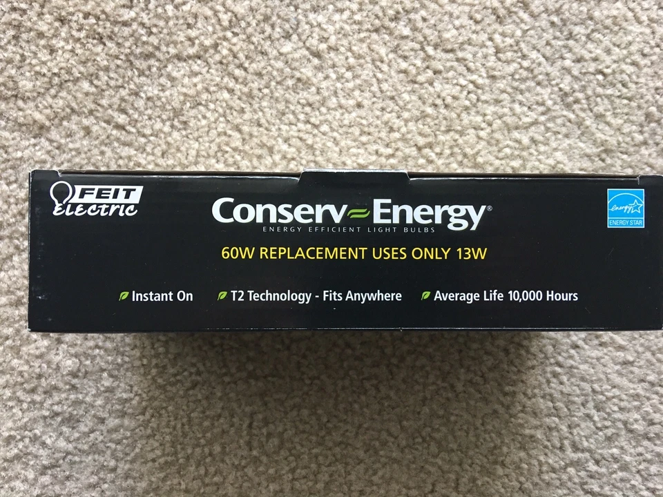 12 Light Bulbs Feit CE13T2 Conserv-Energy 60W Equivalent CFL 13-Watt 3Box 4/Pack - Image 4 of 4