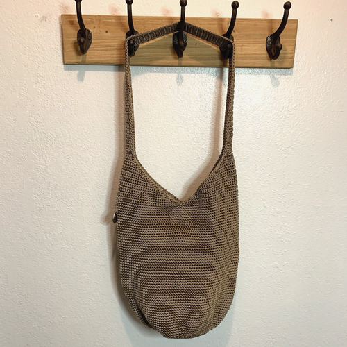The Sak Hobo braun Strick Schultertasche gehäkelt Handtasche dick, schwer gestrickt EUC!