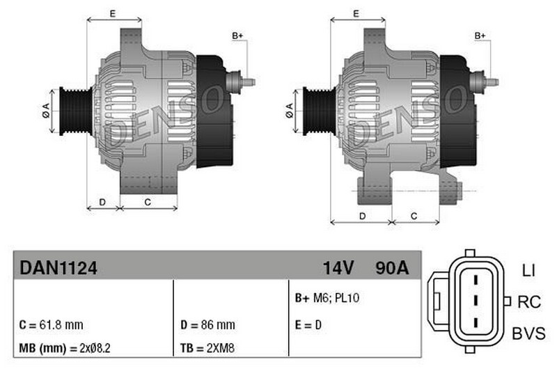 Alternatore PER Ford Focus 1.8 TdCi 85 KW 115 CV