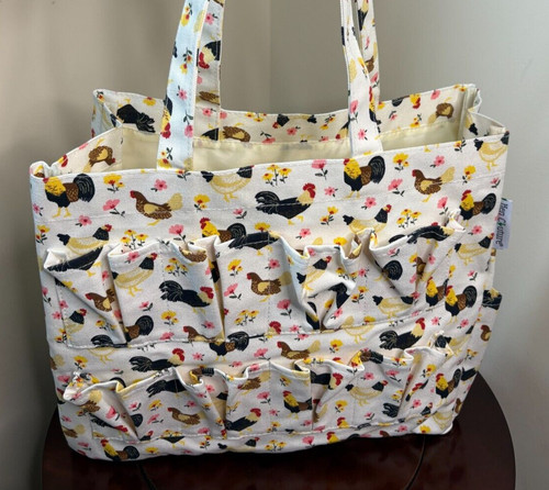 Hen Couture Egg Collecting Tote Bag 14x12x4" Egg Pockets Chicken Farmer Utility