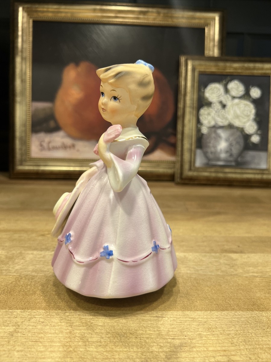 Vintage Porcelain Girl Figurine Schmid Brothers INC Music Box