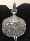 VINTAGE CUT GLASS CRYSTAL FOOTED CANDY DISH
