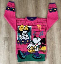 VTG MICKEY'S STUFF For Kids Acrylic Sweater Mickey Guitar Serenading Minnie Med