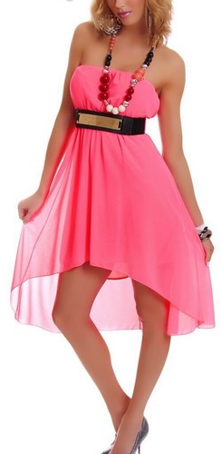 Sexy Miss Femmes Mousseline Bandeau Haut Bas Robe Mini Ceinture 34/36/38 Coral - Photo 3 sur 4