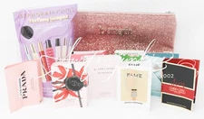 Fragrance Perfume Vial Samples Tester Mini 8 pc Set + Benefit Makeup Travel Bag