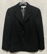 Le Suit Essentials Women’s Sz 12 Black Ribbed Poly Suit Separate Jacket