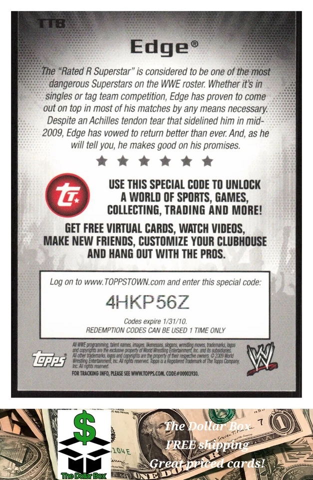 2009 Topps WWE ToppsTown #TT8 Edge - - Image 2 of 2