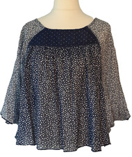 1A Secondhand, Bluse, Millefleur, Stylish, blau/weiß, Capeform, Cotton, Gr. 38