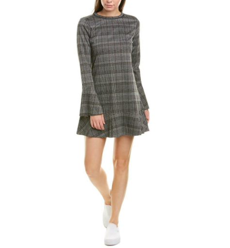 sachin and babi light blue dress Michael Stars Plaid Drop Waist Long Sleeve Mini Dress - size Small