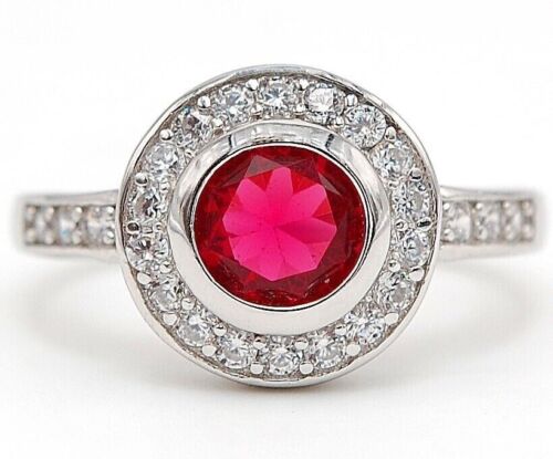 2CT Treated Ruby & White Topaz 925 Sterling Silver Ring Jewelry Sz 9 G1-7