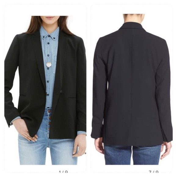 Madewell Lycee Solid Black Drapey Blazer Jacket S… - image 2