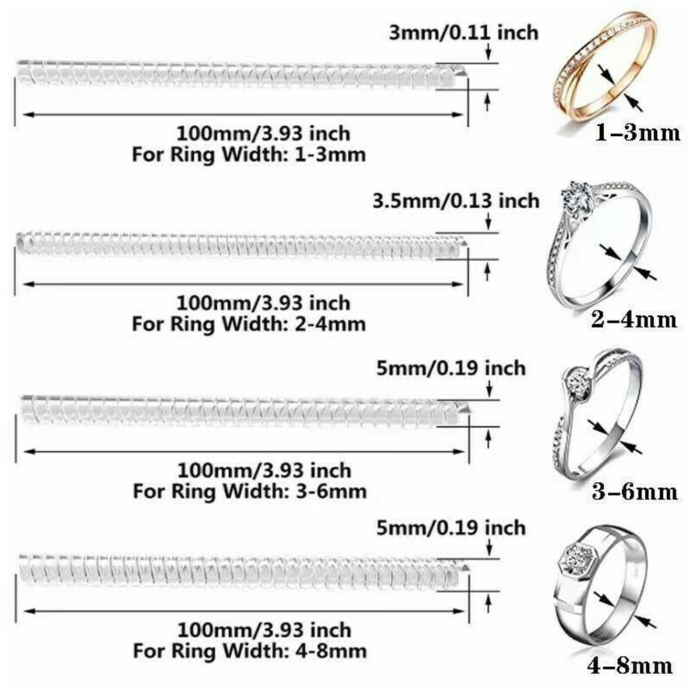 16PCS Ring Size Adjuster Invisible Clear Ring Sizer Guards Jewelry Fit