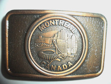 Montreal City Skyline Quebec Canada Olympic Stadium Downtown Belt Buckle