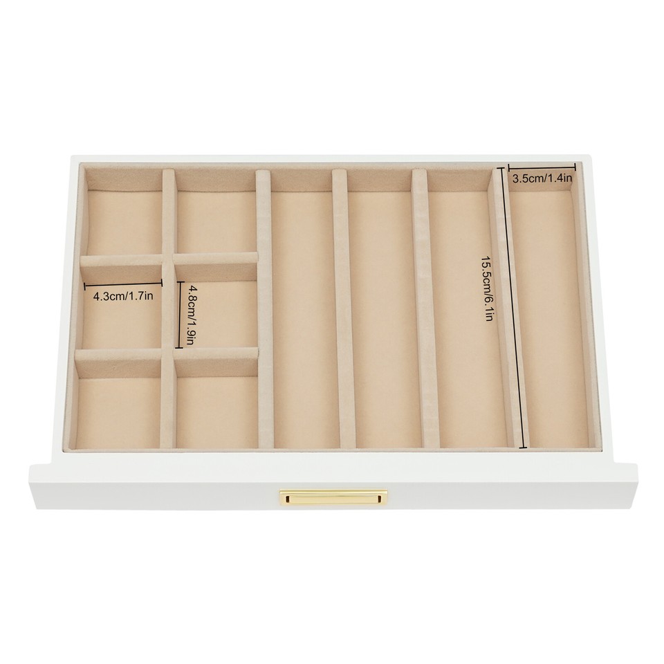 Large Wooden Jewelry Storage Box 3 Layers Organizer 2 Drawers