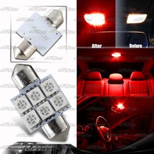 31mm Festoon Bright 6-smd Led Glove Boxdomemap Single Light Bulb - Red