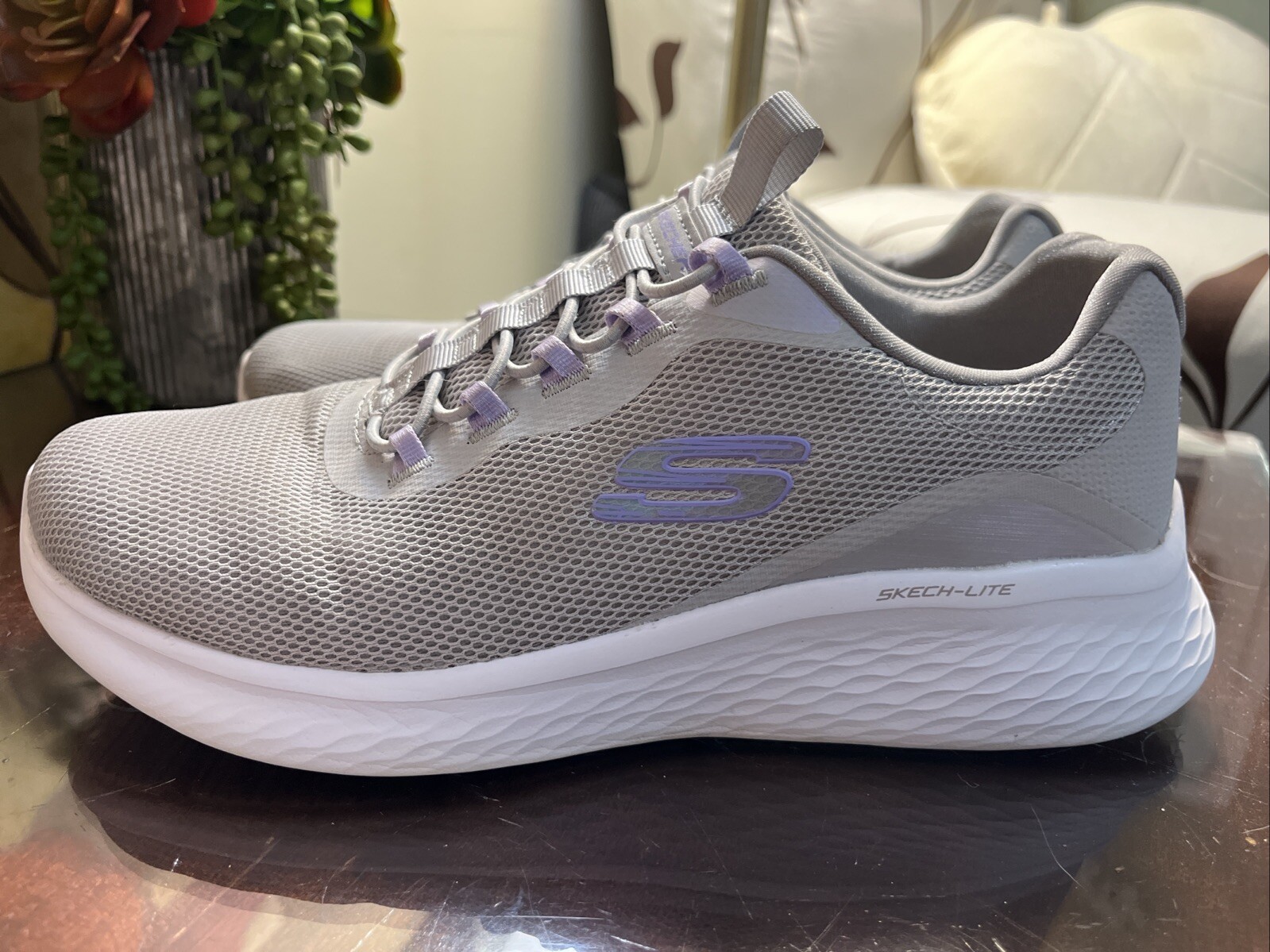 SKECHERS WOMENS SKECH-LITE WALKING SHOES 150011 Gray Lavender 8.5-image