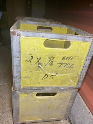 Bordens 60s metal fiberglass milk bottle crate rustic and
