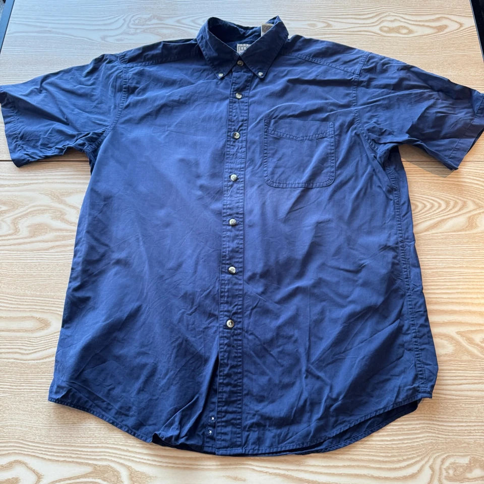 L.L.Bean Medium Shirt Mens Blue 24" Pit-to-Pit Designer Fashion Short Sleeve Men - Image 4 of 4