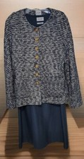 St John Knit, Knit Dress/ Sheath Jacket, Smoke Blu Tweed, Gold Pearl, size 10