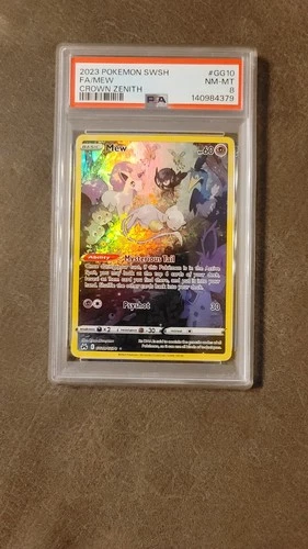 Mew Crown Zenith: Galarian Gallery GG10/GG70 FA FULL ART Holo Pokémon Card PSA 8