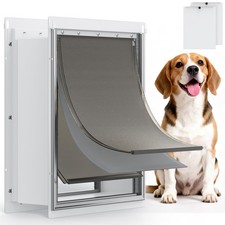 Pet Door for Wall Magnetic Triple Flaps 12.6 x 10 Flap Up to 45lb White Powools