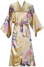 New Floral Silk Satin Kimono Robe Dressing Gown Wedding Babydoll Nightwear