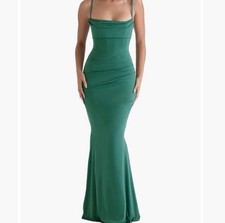 House of CB MILENA Corset Maxi Dress Forest Pine NWT size Small