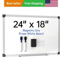Magnetic White Board for Wall, 24" x 18" Dry Erase Board Kit with 2 Magnetic Dry